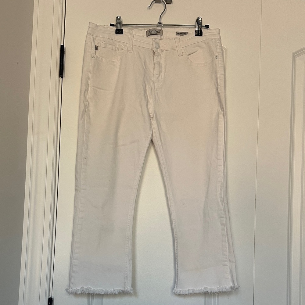 Judy Blue Women's white Frayed Hem Cropped Jeans
